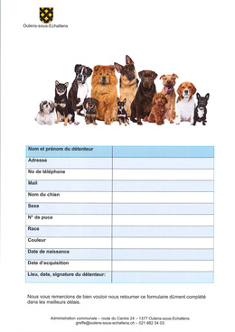 Télécharger le formulaire d'inscription des chiens